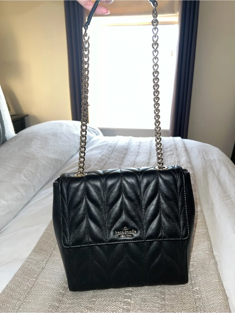 kate spade Black Quilted Leather Crossbody Backpack